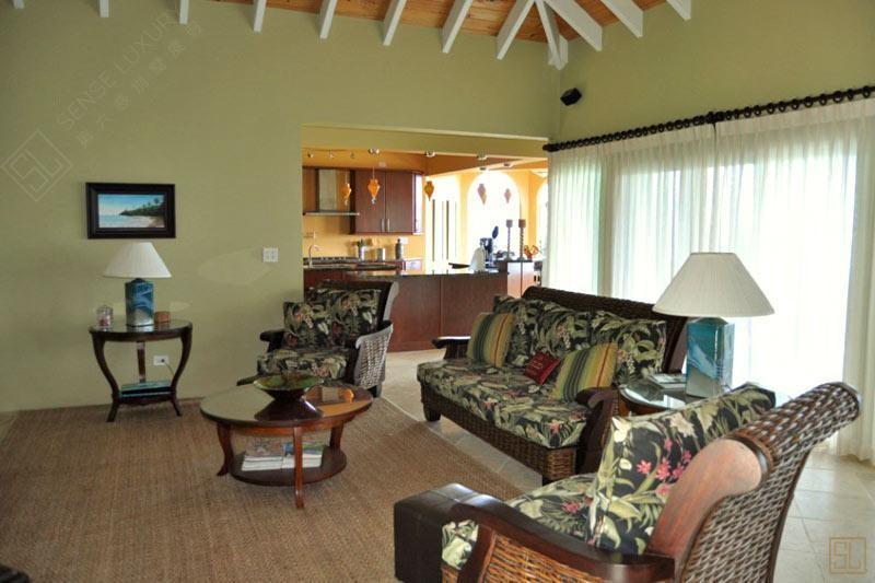加勒比海圣克鲁斯岛翠绿别墅客厅