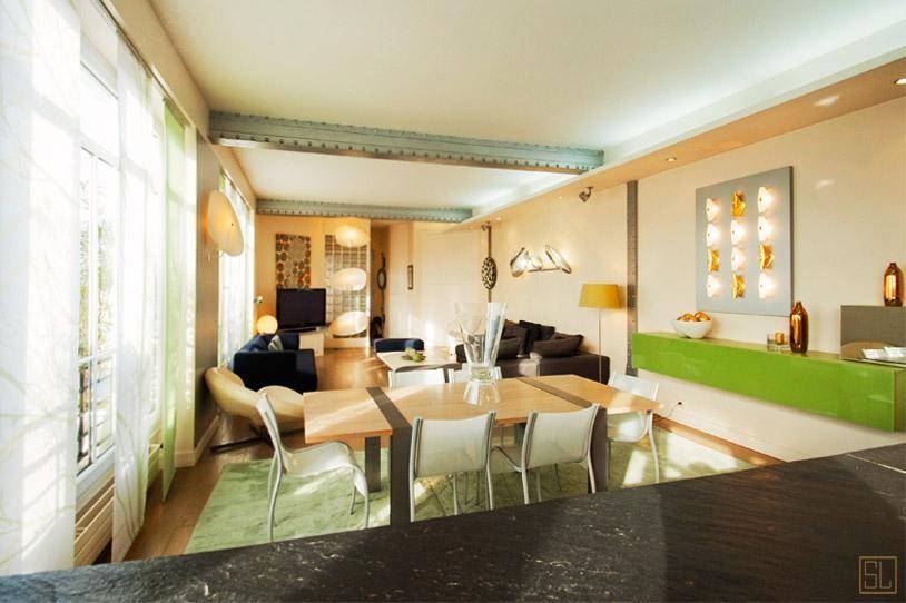 法国巴黎高玛雷公寓客厅