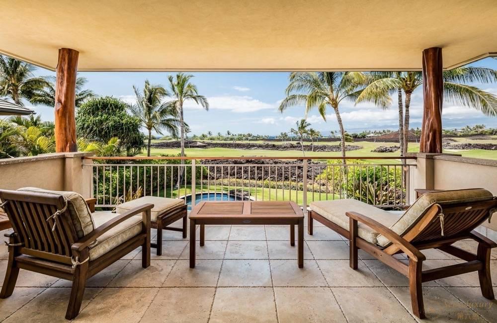 夏威夷大岛马纳拉尼椰树之夏别墅阳台躺椅