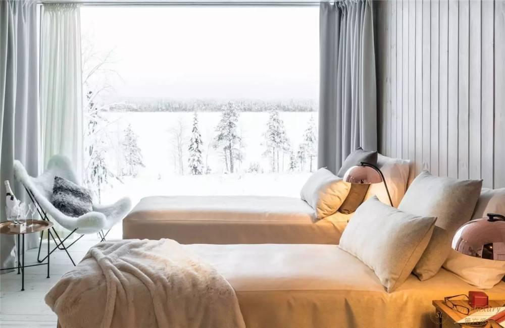 芬兰罗瓦涅米北极树玻璃雪屋卧室