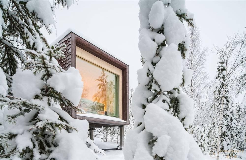 芬兰罗瓦涅米北极树玻璃雪屋雪景